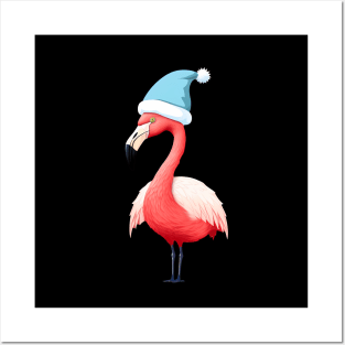 Funny Flamingo Santa Tropical Christmas Posters and Art